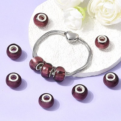 Handmade Silver Foil Glass European Beads LPDL-R008-02-1