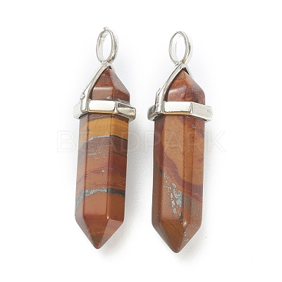 Natural Tiger Iron Pointed Pendants G-M378-01P-A30-1