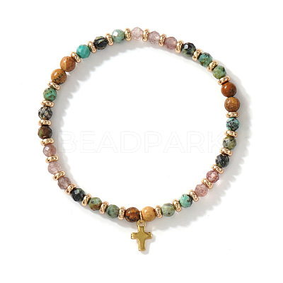 Vintage Brass Cross Charm Bracelets GR0330-1-1