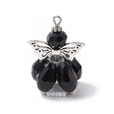 Faceted Glass Pendants PALLOY-MZ00583-04-1