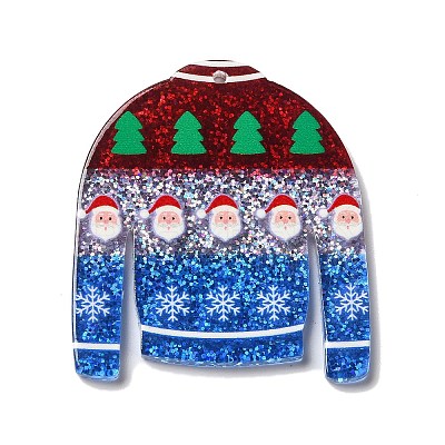 Printed Christmas Theme Acrylic Pendants OACR-L018-07D-1