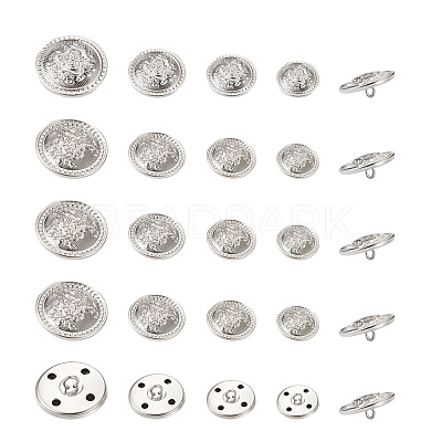 80Pcs 8 Style Brass Shank Buttons BUTT-TA0001-08S-1