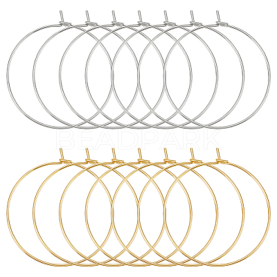 60Pcs 2 Colors Long-Lasting Plated Brass Hoop Earrings Findings KK-AN0001-01-1
