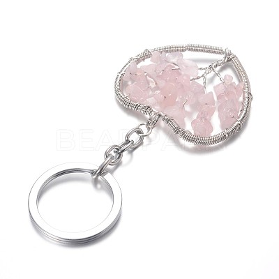 Heart with Tree Brass Mixed Stone Keychain KEYC-JKC00042-1