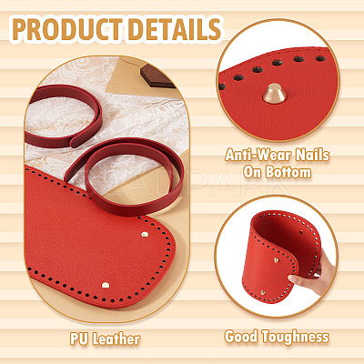 1Pc PU Leather Oval Long Bag Bottoms DIY-TA0015-27-1