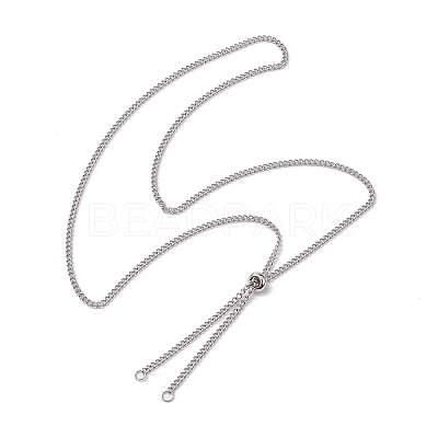 Tarnish Resistant Adjustable 304 Stainless Steel Curb Chains Necklaces Making AJEW-JB01215-01-1