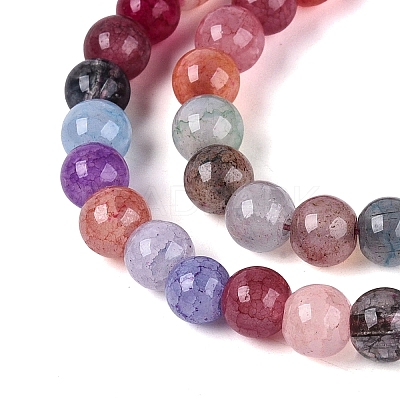 Ombre Effect Dyed Crackle Glass Beads Strands GLAA-Q106-01A-B29-1