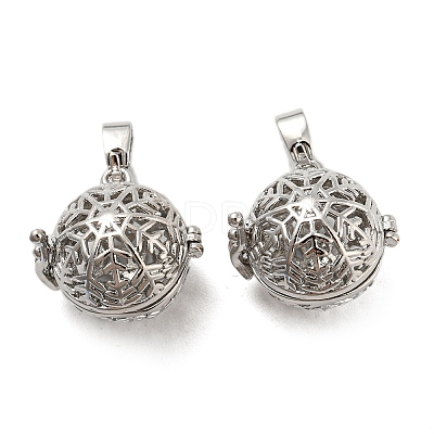 Rack Plating Brass Hollow Round Cage Pendants KK-P238-03P-1