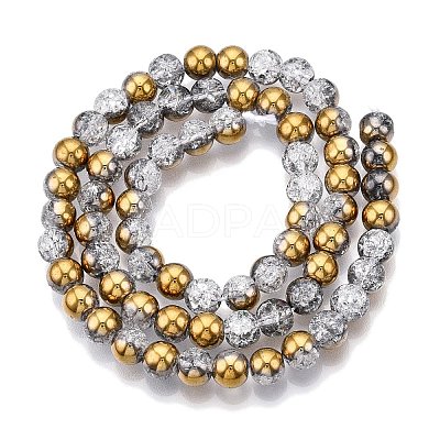 Electroplated Crackle Glass Beads Strands X-EGLA-N014-6mm-04-1