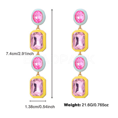 Zinc Alloy Enamel & Colorful Glass Rhinestone Stud Dangle Earrings FS-WGE1C08-01-1