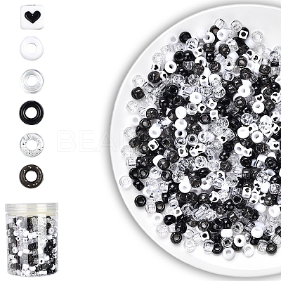 720Pcs 6 Styles Opaque Plastic Beads KY-YW0001-82-1