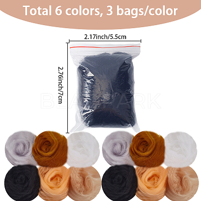 18Pcs 6 Colors DIY Wool Roving DIY-SP0005-70C-1