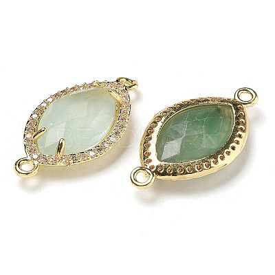 Natural Green Fluorite Faceted Horse Eye Connector Charms G-G181-07G-06-1