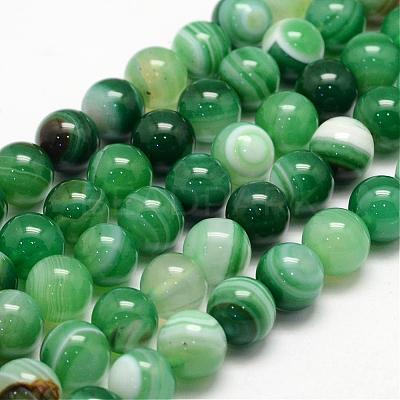 Natural Striped Agate/Banded Agate Bead Strands G-K155-B-8mm-08-1
