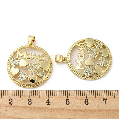 Mother's Day Theme Rack Plating Brass Micro Pave Cubic Zirconia Pendants KK-F869-20G-01-1