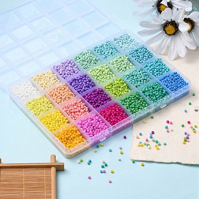 312G 24 Color 8/0 Baking Paint Glass Seed Beads SEED-YW0002-14-1