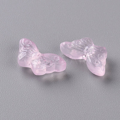 Transparent Spray Painted Glass Beads GLAA-S190-018F-01-1