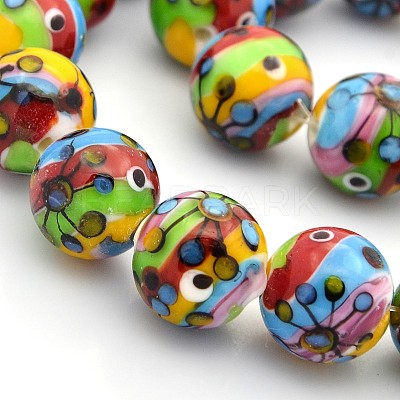Multi-Color Handmade Lampwork Round Beads X-LAMP-O008-03-1