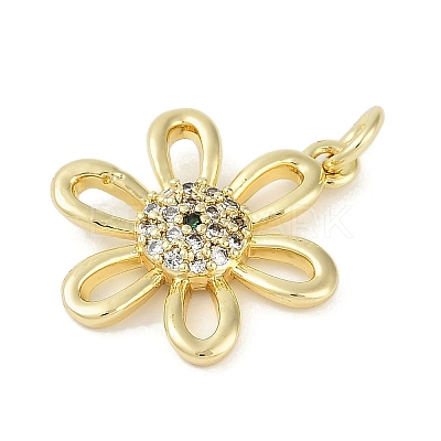Rack Plating Brass Micro Pave Cubic Zirconia Pendants KK-H509-22G-02-1