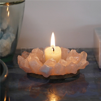 Natural Rose Quartz Candle Holders PW-WG74475-01-1