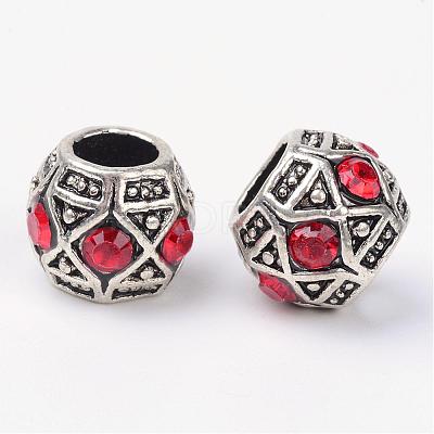 Alloy Rhinestone Rondelle Large Hole European Beads MPDL-R036-80C-1