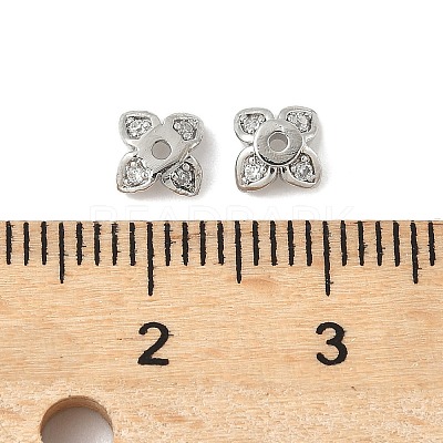 Brass Micro Pave Clear Cubic Zirconia Bead Caps KK-V015-05P-1
