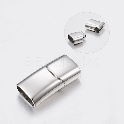 Tarnish Resistant Smooth Surface 304 Stainless Steel Magnetic Clasps with Glue-in Ends STAS-N002-38-1