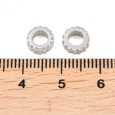 Brass Micro Pave Cubic Zirconia European Beads ZIRC-D026-07P-1