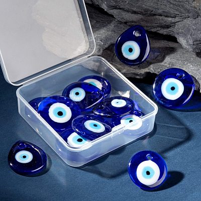 12Pcs 3 Style Handmade Lampwork Evil Eye Pendants LAMP-LS0001-15-1