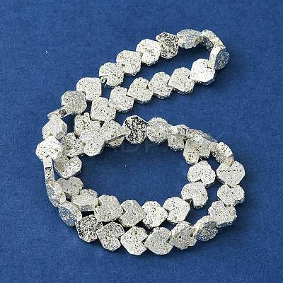 Electroplated Natural Lava Rock Beads Strands G-H303-A09-S01-1