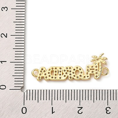 Beach Theme Rack Plating Brass Micro Pave Clear Cubic Zirconia Connector Charms KK-P261-07A-G-1