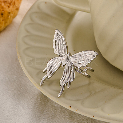Butterfly 304 Stainless Steel Cuff Rings FS-WG7BC9E-04-1
