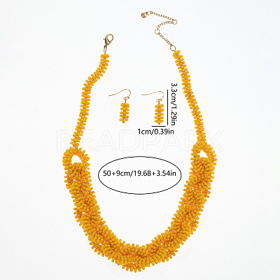 Bohemian Style Seed Beads Dangle Earrings & Necklaces Sets FS-WGB2256-01-1