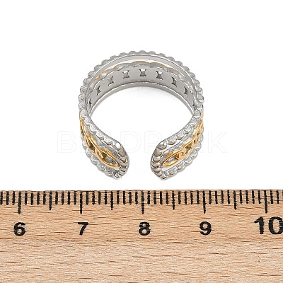 304 Stainless Steel Double Color Cuff Rings RJEW-S635-01GP-14-1