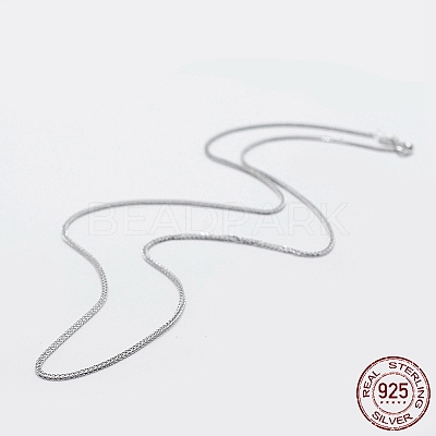 Anti-Tarnish Rhodium Plated 925 Sterling Silver Chain Necklaces STER-F039-50cm-16P-1