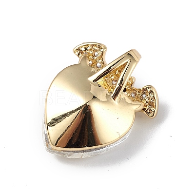 Real 18K Gold Plated Rack Plating Brass Micro Pave Clear Cubic Zirconia Pendants KK-C015-10G-03-1