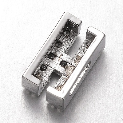 Platinum Plated Brass Micro Pave Cubic Zirconia Letter Slide Charms LS-X-ZIRC-E015-04H-1