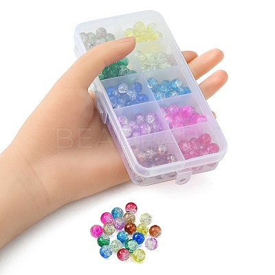200Pcs 10 Colors Baking Paint Crackle Glass Bead Strands CCG-YW0001-17-1