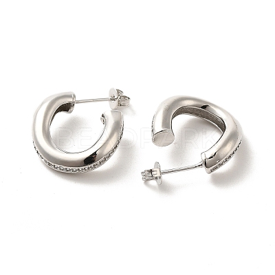 Brass Micro Pave Cubic Zirconia Stud Earrings EJEW-P254-02P-1