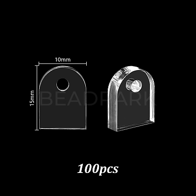 100Pcs Transparent Acrylic DIY Semicircle Shape Charms for Pen OACR-GA0001-29-1