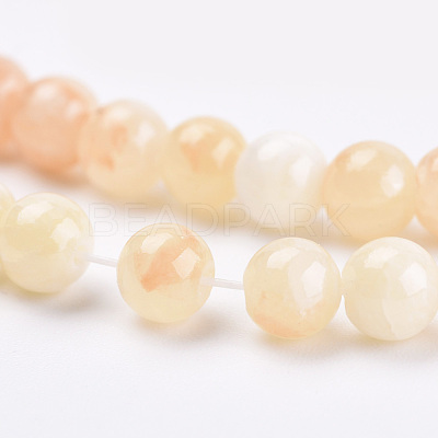 Natural Dyed Yellow Jade Gemstone Bead Strands G-R271-6mm-Y17-1