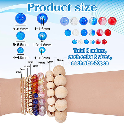 360Pcs 18 Styles Spray Painted Crackle Glass Beads CCG-PH0001-27-1