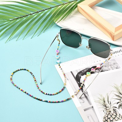 Glass Seed Beads Eyeglasses Chains AJEW-EH00383-01-1