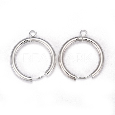 201 Stainless Steel Huggie Hoop Earring Findings STAS-P283-01K-S-1