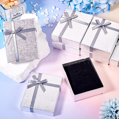 Rectangle Paper Jewelry Set Storage Boxes with Bowknot CON-TAC0014-04G-1