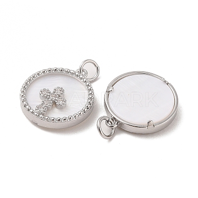 Brass Pendants Pave Shell X-KK-L208-76P-1