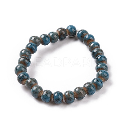 Handmade Fancy Antique Glazed Porcelain Ceramic Round Beads Strands PORC-L019-6mm-M-1