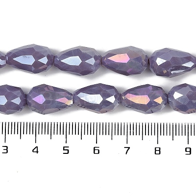 Opaque Solid Color Electroplate Glass Beads Strands EGLA-N013-P8mm-B09-1