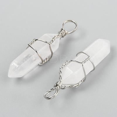 Natural Quartz Crystal Double Terminated Pointed Pendants G-J062-05P-1