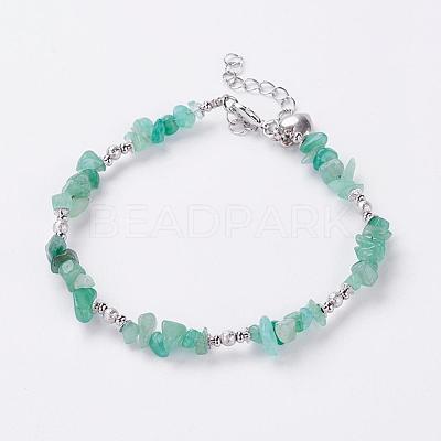 Trendy Natural Green Aventurine Beaded Anklets AJEW-AN00113-05-1
